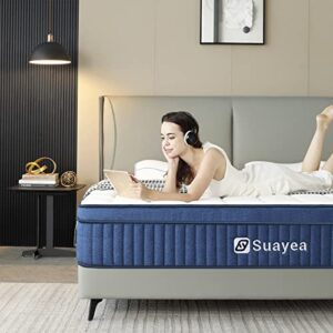 suayea full mattress, full size mattress in a box, 10 inch hybrid mattress full size, ultimate motion isolation with gel memory foam and pocket spring, medium firm mattress, edge support