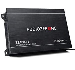 Car Audio Amplifier ZE1000.1 2000W Monoblock Class D MOSFET Subwoofer Audio, 1-4 Ohm Stable, Low Pass Crossover, Mosfet Power Supply, Stereo