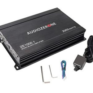 Car Audio Amplifier ZE1000.1 2000W Monoblock Class D MOSFET Subwoofer Audio, 1-4 Ohm Stable, Low Pass Crossover, Mosfet Power Supply, Stereo