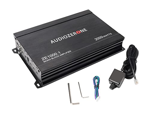 Car Audio Amplifier ZE1000.1 2000W Monoblock Class D MOSFET Subwoofer Audio, 1-4 Ohm Stable, Low Pass Crossover, Mosfet Power Supply, Stereo