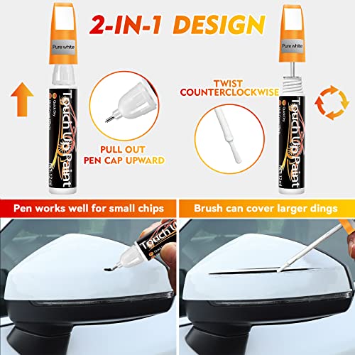 White Touch Up Paint for Cars, Quick And Easy Car Scratch Remover for Deep Scratches，Two-In-One Automotive Car Paint Scratch Repair for Vehicles, Auto Paint for Erase Car Scratches