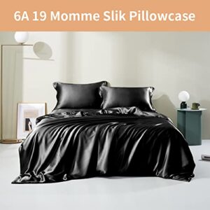 Sutuo Home Silk Pillowcase 2 Pack 100% Mulberry Silk Pillow Cases for Hair and Skin 6A Both Sides 19 Momme Natural Silk Pillow Cover Super Soft and Smooth Queen 20"x30" Black