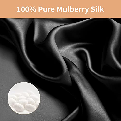 Sutuo Home Silk Pillowcase 2 Pack 100% Mulberry Silk Pillow Cases for Hair and Skin 6A Both Sides 19 Momme Natural Silk Pillow Cover Super Soft and Smooth Queen 20"x30" Black