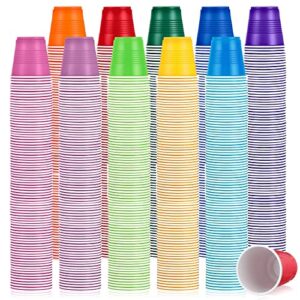1000 pack 3.4 oz/100 ml plastic party kids cups bulk colored mini plastic shot glasses disposable bathroom cup small drinking cups tasting cups for graduation bridal party baby shower, 10 colors