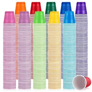 1000 Pack 3.4 Oz/100 ml Plastic Party Kids Cups Bulk Colored Mini Plastic Shot Glasses Disposable Bathroom Cup Small Drinking Cups Tasting Cups for Graduation Bridal Party Baby Shower, 10 Colors