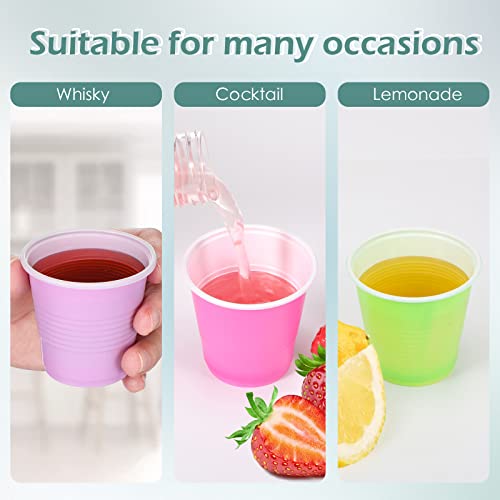 1000 Pack 3.4 Oz/100 ml Plastic Party Kids Cups Bulk Colored Mini Plastic Shot Glasses Disposable Bathroom Cup Small Drinking Cups Tasting Cups for Graduation Bridal Party Baby Shower, 10 Colors