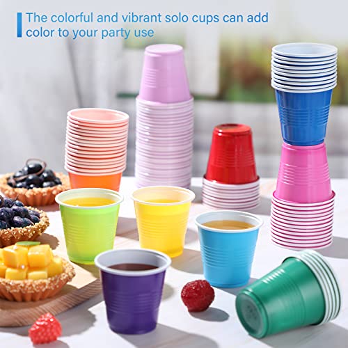 1000 Pack 3.4 Oz/100 ml Plastic Party Kids Cups Bulk Colored Mini Plastic Shot Glasses Disposable Bathroom Cup Small Drinking Cups Tasting Cups for Graduation Bridal Party Baby Shower, 10 Colors