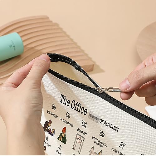 Funny Office Cosmetic Bag Office Fans Inspired Gift TV Show Merchandise Makeup Bag Friendship Gifts for Women Friends Teen Girls Her Birthday Christmas Coworker Gifts for Women Office Prank Alphabet