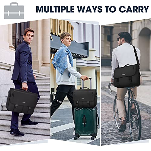 Messenger Bag for Men Messenger Bag 15.6 Inch Water Resistant Laptop Bag Casual Satchel Bags for Men Large College Computer Bag Office Work Briefcase Fashion Crossbody Shoulder Handbag, Black