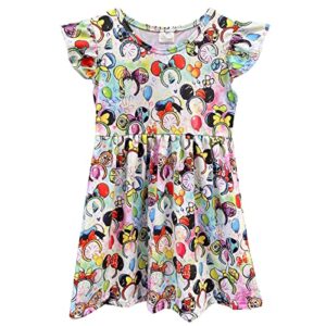 baby girls flutter sleeve cartoon printed toddlers spring summer michy ear head dress medium