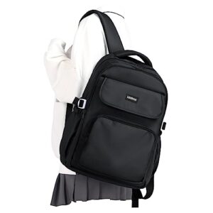 wepoet simple aesthetic black backpacks for school,lightweight casual college backpack women,travel laptop daypack men,waterproof middle school book bag for teens boys girls