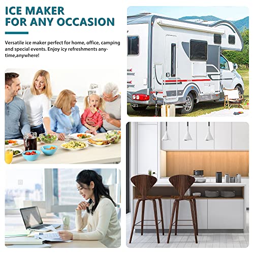 EUHOMY Ice Maker Machine Countertop, 26 lbs in 24 Hours, 9 Cubes Ready in 8 Mins, Electric ice Maker and Compact Potable ice Maker with Ice Scoop and Basket. Perfect for Home/Kitchen/Office.(Sliver)