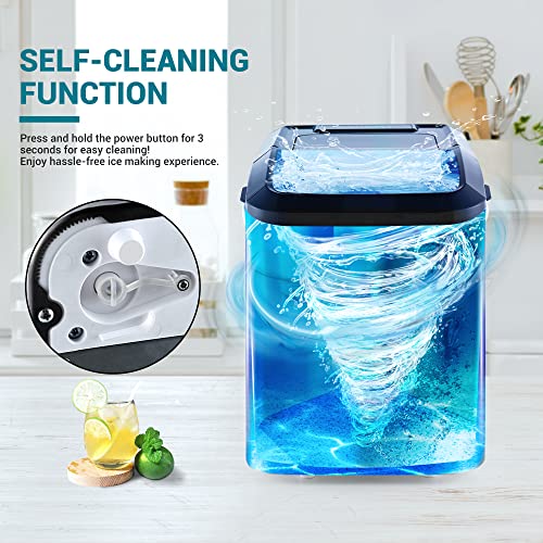 EUHOMY Ice Maker Machine Countertop, 26 lbs in 24 Hours, 9 Cubes Ready in 8 Mins, Electric ice Maker and Compact Potable ice Maker with Ice Scoop and Basket. Perfect for Home/Kitchen/Office.(Sliver)