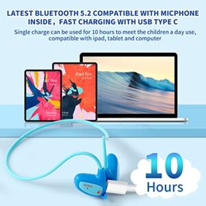 ACREO Open Ear Bluetooth Wireless Headphones with MIC for Children, OpenBuds Kids, Ultra-Light, Portable and Safer for iPad, Tablet or Computers (Navy Blue)