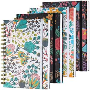 spiral notebook, 4 pack a5 lined journal for women, hardcover spiral journal with 2 pockets, college ruled notebooks, cute notebook for office, school supplies, gifts (160 pages, 6.3" x 8.46")