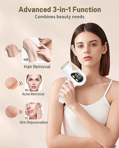 AMOTAOS Laser Hair Removal, IPL Hair Removal for Women and Men, 3-in-1 At-Home Permanent Hair Removal Device 9 Levels Upgraded 999900 Flashes Hair Remover for Face Armpits Arms Bikini Line Legs