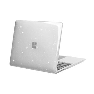 mosiso case only compatible with microsoft surface laptop go 2/1 12.4 inch 2022 2020 release (models: 2013 & 1943), protective glitter sparkly plastic hard shell case cover, transparent