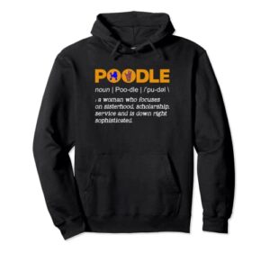 womens sgrho sigma 1922 poodle noun gamma rho hand sign pullover hoodie