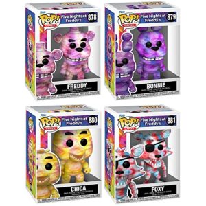 funko pop-games: five nights at freddy's tie dye collectors set- bonnie, chica, foxy, and freddy