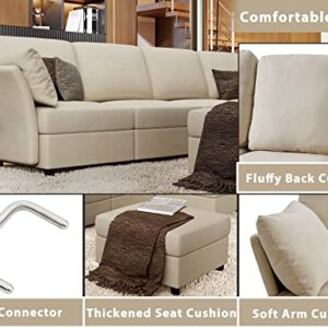 AMERLIFE Sectional Sofa, Modular Sectional Couch with Ottomans- 7 Seat Sofa Couch for Living Room, Convertible U Shaped Couch with Chaise, Oversize Sofa Beige