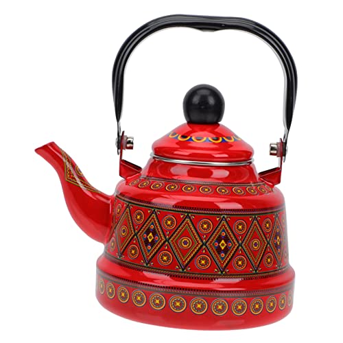 Alipis Pot Infuser Farmhouse Floral Whistle Cast Household Stove Classic Retro Camping Boiling Style for Enameled Antique Teaware Fu Red Kettle Kung Ceramic Stovetop Tea Heating L