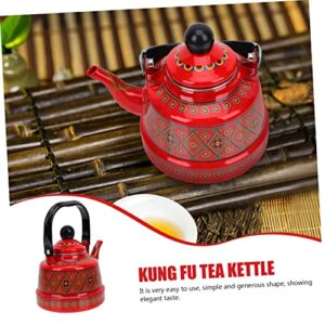 Alipis Pot Infuser Farmhouse Floral Whistle Cast Household Stove Classic Retro Camping Boiling Style for Enameled Antique Teaware Fu Red Kettle Kung Ceramic Stovetop Tea Heating L