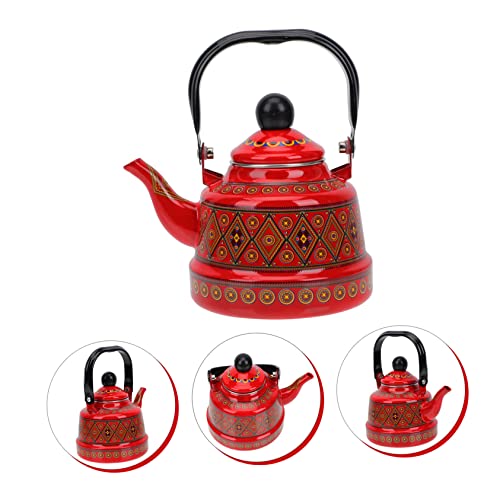 Alipis Pot Infuser Farmhouse Floral Whistle Cast Household Stove Classic Retro Camping Boiling Style for Enameled Antique Teaware Fu Red Kettle Kung Ceramic Stovetop Tea Heating L