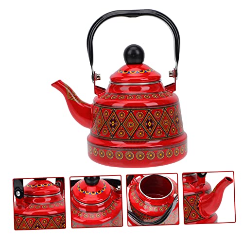 Alipis Pot Infuser Farmhouse Floral Whistle Cast Household Stove Classic Retro Camping Boiling Style for Enameled Antique Teaware Fu Red Kettle Kung Ceramic Stovetop Tea Heating L