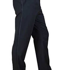 Sir Gregory Men's 100% Wool Fitted Flat Front Tuxedo Pants Formal Satin Stripe Trousers with Adjustable Waistband Size 42-44 Waist Unhemmed Black