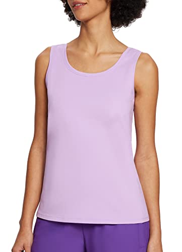 BALEAF Cotton Workout Tops for Women Tank Tops Sleeveless Shirts Wide Straps Yoga Comfy Soft Stretch Crewneck Casual Athletic Running Purple M