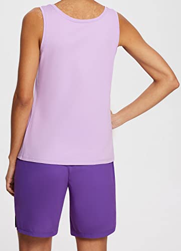 BALEAF Cotton Workout Tops for Women Tank Tops Sleeveless Shirts Wide Straps Yoga Comfy Soft Stretch Crewneck Casual Athletic Running Purple M