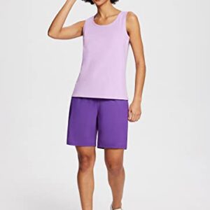 BALEAF Cotton Workout Tops for Women Tank Tops Sleeveless Shirts Wide Straps Yoga Comfy Soft Stretch Crewneck Casual Athletic Running Purple M