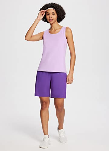 BALEAF Cotton Workout Tops for Women Tank Tops Sleeveless Shirts Wide Straps Yoga Comfy Soft Stretch Crewneck Casual Athletic Running Purple M