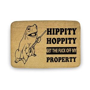 outory new frog hippity hoppity get the fuck off my property coir doormat,funny doormat housewarming gift new home,home decor,welcome mat,indoor doormat,front back door mat 23.6x15.7 inch