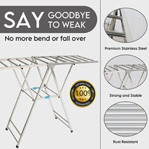 ZOES HOMEWARE Heavy Duty Clothes Drying Rack | Stainless Steel Drying Rack Clothing | Large Foldable Collapsible Laundry Drying Rack | Laundry Hanger Dryer Rack