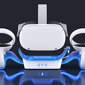 Fast Charging Dock for Oculus Quest 2-LED Light Enhanced Headset Display Fast Charging Stand Touch Controller Mount Accessories for Meta Quest 2