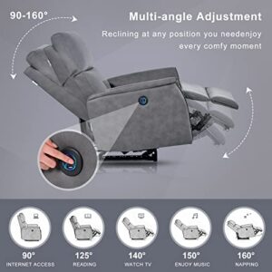 Electric Recliner Chairs, Small Power Recliner Chair on Clearance, Home Theater Recliners with USB Port, Thick Back Cushion, Ergonomic Narrow Recliner Chair for Small Spaces