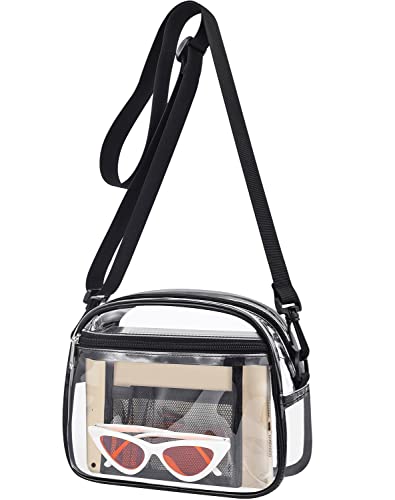 Busiuw Clear Bag Stadium Approved 12x12x6- Clear Purse for Women Clear Crossbody Bag for Concerts Sports Festivals with Front Pocket