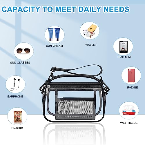 Busiuw Clear Bag Stadium Approved 12x12x6- Clear Purse for Women Clear Crossbody Bag for Concerts Sports Festivals with Front Pocket