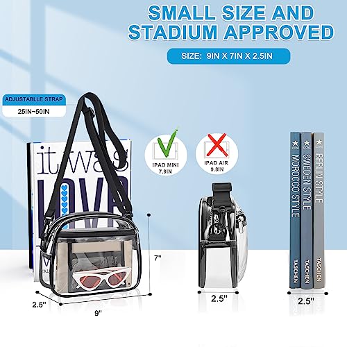Busiuw Clear Bag Stadium Approved 12x12x6- Clear Purse for Women Clear Crossbody Bag for Concerts Sports Festivals with Front Pocket
