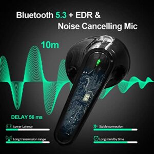 Conchpeople Pro 70 True Wireless Earbuds Bluetooth 5.3 Wireless Earphones with Microphone, IPX7 Waterproof, Charging Case LED Power Display, ANC Earphones Compatible with iPhone & Android (Black)