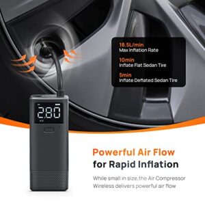 70mai Tire Inflator Portable Air Compressor TP05, 150PSI Fast Inflation & Cordless, Powerful Air Tire Pump with LED Light for Car Tires, Bicycles, Motorcycles, Balls