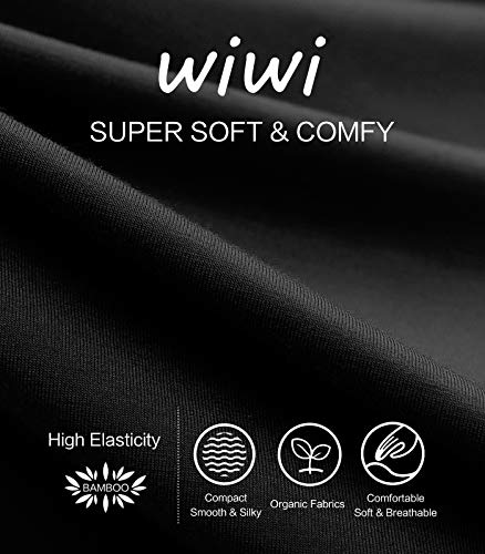 WiWi Bamboo Viscose Pajamas for Women Soft Summer Pajama Short Sets Ruffle Seams Sleepwear Comfy Pleated Pj Set S-XXL, Black, X-Large