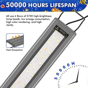 fishkeeper Aquarium Light, 14W Full Spectrum LED Fish Tank Light with Extendable Brackets, for 25"-33" Freshwater Fish & Planted Tank Multi-Color