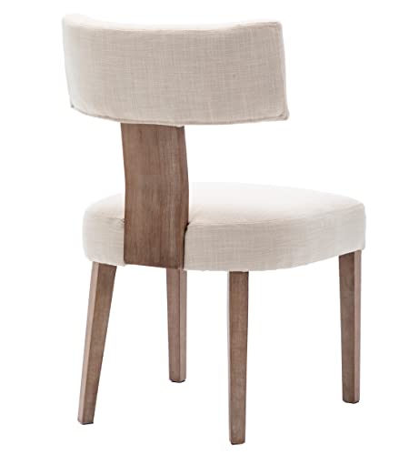 RIVOVA Linen Dining Chairs Set of 4, Modern Dining Chair with Wood Legs, Upholstered Dining Chairs for Dining Room, Kitchen, Vanity, Living Room, Beige