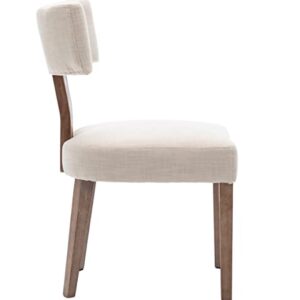 RIVOVA Linen Dining Chairs Set of 4, Modern Dining Chair with Wood Legs, Upholstered Dining Chairs for Dining Room, Kitchen, Vanity, Living Room, Beige