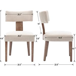 RIVOVA Linen Dining Chairs Set of 4, Modern Dining Chair with Wood Legs, Upholstered Dining Chairs for Dining Room, Kitchen, Vanity, Living Room, Beige