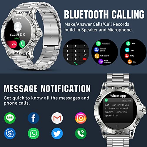 Efolen Smart Watches for Men (Answer/Dial Calls), 1.39" Bluetooth SmartWatch for Android and iPhone, IP67 Waterproof Outdoor Fitness Tracker with Heart Rate/SpO2/Sleep/BP/AI Voice (Silver)