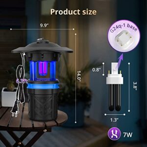 POWIFY Mosquito Trap Outdoor, Bug Zapper with Fluorescent UV Light, Mosquito Zapper with Suction Fan and 1000V Grid Combination, Fly Trap Mosquito Killer for Gnat, Moth, Flying Insect (Without Stand)