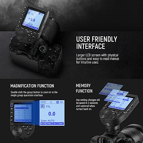 NEEWER QPRO-S TTL Wireless Flash Trigger Compatible with Sony 1/8000s HSS Large LCD Screen Slanted Design 5 Group Buttons 9 Customizable Functions for Q3 Z1 NW420 NW655 NW665 S101-300W PRO/400W PRO